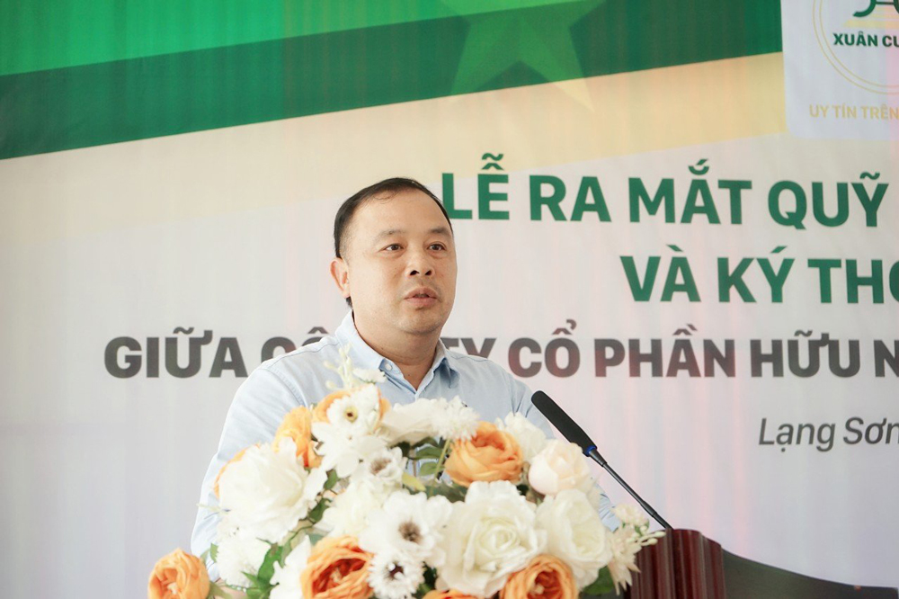 Ông Nguyễn Hồng Cương – Tổng Giám đốc Công ty Cổ phần Hữu nghị Xuân Cương phát biểu tại buổi lễ